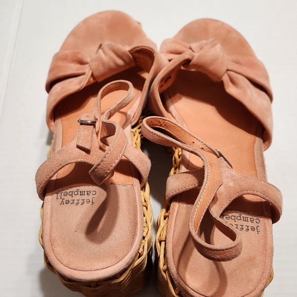 Jeffrey Campbell Tea Party Blush Suede Wicker Platform Sandals - Picture 7 of 11